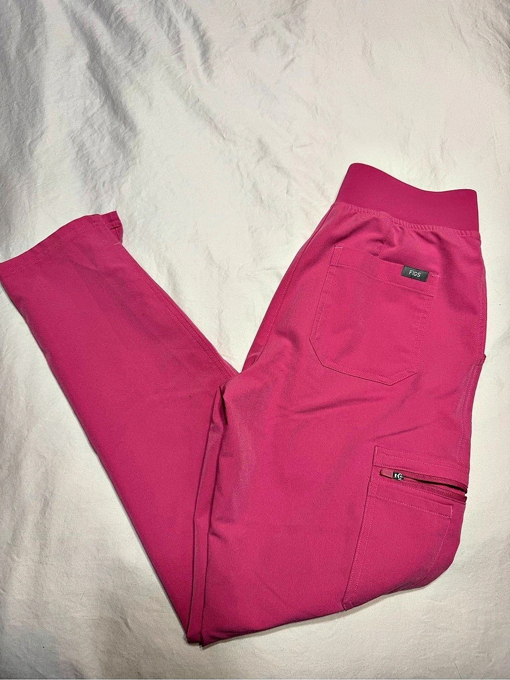 FIGS Yola High-Waisted Slim Straight-Leg Scrub Pants in F*ing Pink
